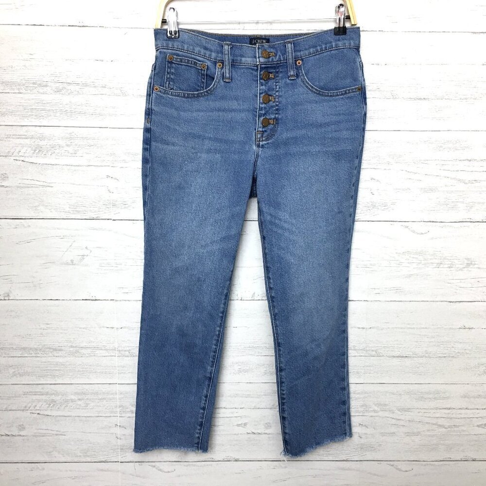 J. Crew Women's Jeans Essential Straight Leg Ankle Button Fly Stretch size 27P